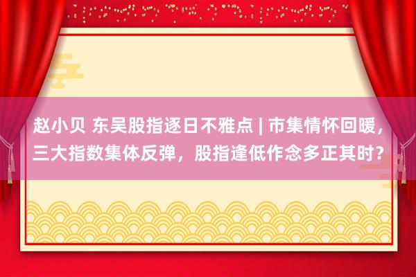 赵小贝 东吴股指逐日不雅点 | 市集情怀回暖，三大指数集体反弹，股指逢低作念多正其时？