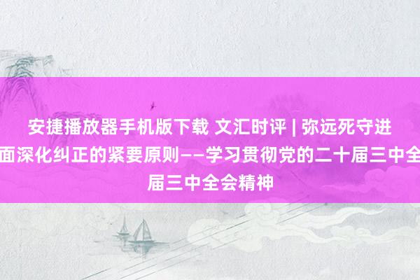 安捷播放器手机版下载 文汇时评 | 弥远死守进一步全面深化纠正的紧要原则——学习贯彻党的二十届三中全会精神