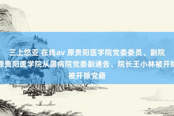 三上悠亚 在线av 原贵阳医学院党委委员、副院长，原贵阳医学院从属病院党委副通告、院长王小林被开除党籍