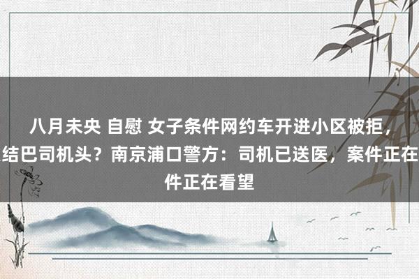 八月未央 自慰 女子条件网约车开进小区被拒，丈夫结巴司机头？南京浦口警方：司机已送医，案件正在看望