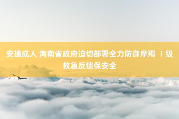 安捷成人 海南省政府迫切部署全力防御摩羯 Ⅰ级救急反馈保安全