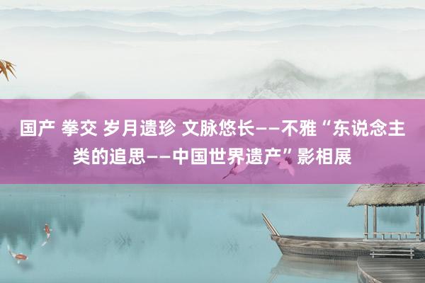 国产 拳交 岁月遗珍 文脉悠长——不雅“东说念主类的追思——中国世界遗产”影相展